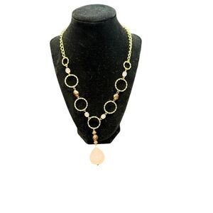 Avon Goldtone/brown and Pink link Necklace. NIB vintage 2007
